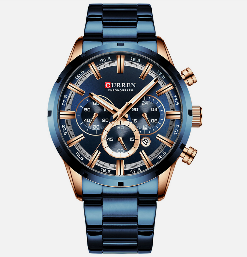 CURREN 8355 Montre pour hommes en acier inoxydable