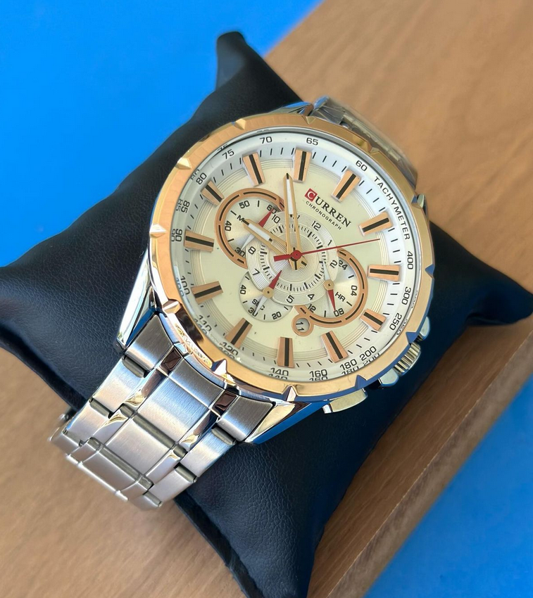 CURREN 8363 Montre pour hommes- dorée en acier inoxydable