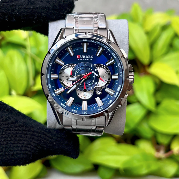 CURREN 8363 Montre pour hommes en acier inoxydable