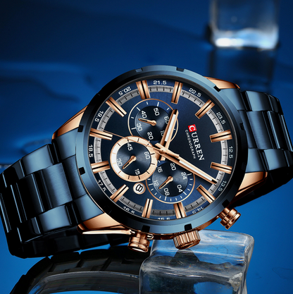 CURREN 8355 Montre pour hommes en acier inoxydable