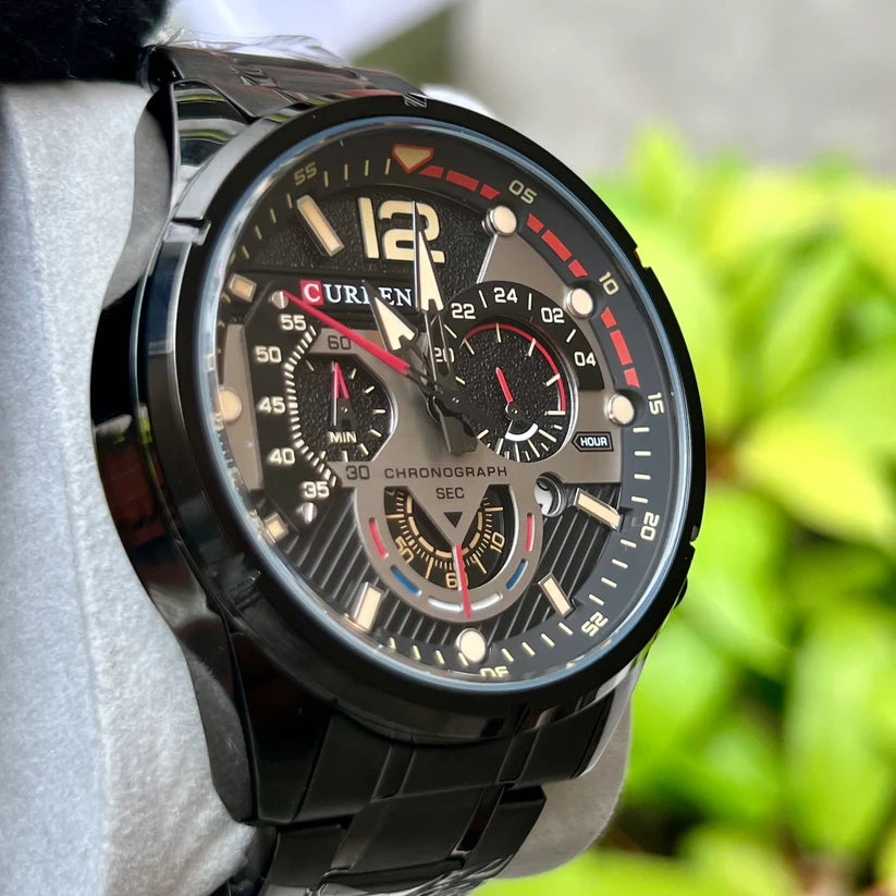 CURREN 8395 Montre pour hommes en acier inoxydable