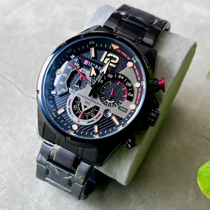 CURREN 8395 Montre pour hommes en acier inoxydable