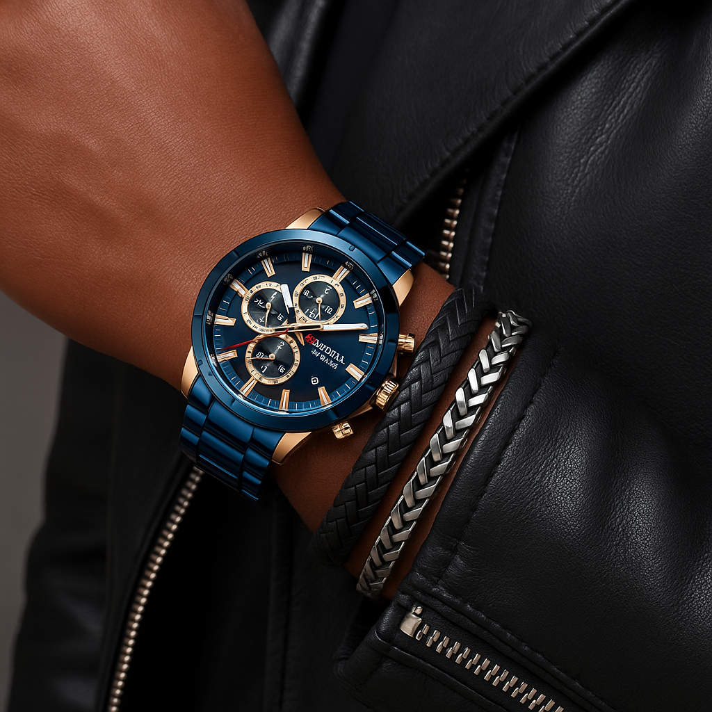CURREN 8355 Montre pour hommes en acier inoxydable